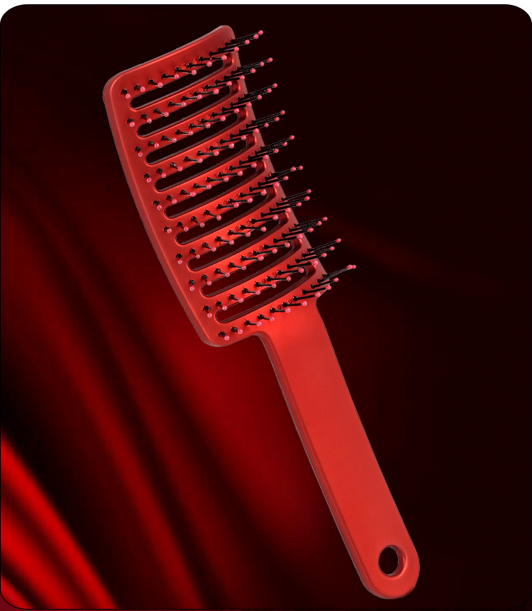 【中國直郵】 同源甄選 蓬髮梳 網紅排骨梳子 髮根蓬鬆 大彎梳 紅色1件