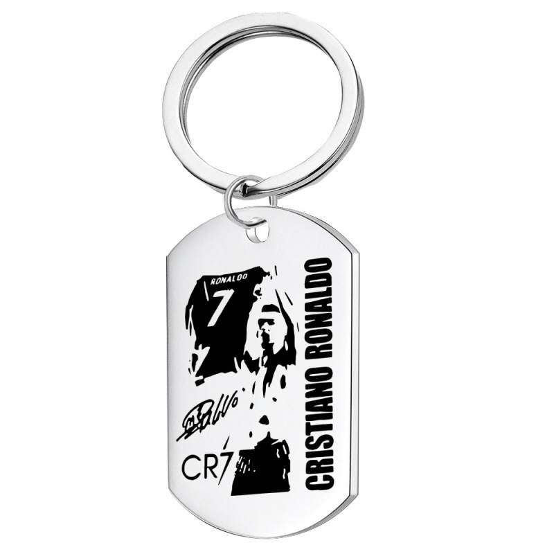 Football Cristiano Ronaldo Messi Goat Metal Keychain Laser-Printed Neymar Star Merchandise Car Backpack Pendant