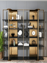 Italian brushed titanium stainless steel storage rack artistic creative study storage rack simple living room partition simple rack