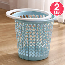 Qianyu 2-pack household large soft plastic dry and wet sorting hollow press ring trash can round paper basket trash can