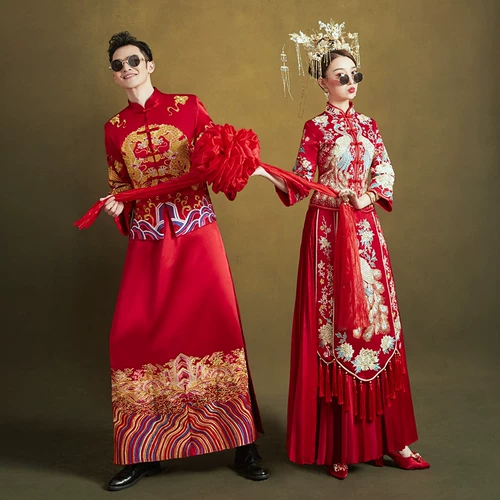 Традиционный свадебный наряд Сюхэ, вечернее платье, свадебное платье для невесты, коллекция 2023, китайский стиль, дракон и феникс