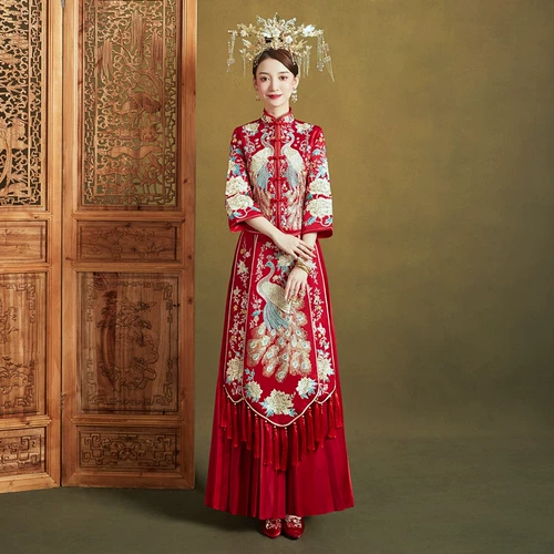 Традиционный свадебный наряд Сюхэ, вечернее платье, свадебное платье для невесты, коллекция 2023, китайский стиль, дракон и феникс