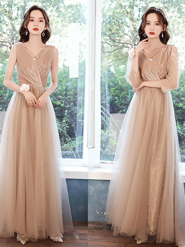  XL+C -type flower diamond V -neck net yarn long FIFTY  