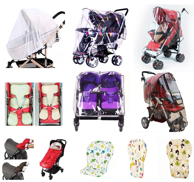 Stroller Accessories Car Tires Rain Cover Stroller Mat Mosquito Net Sleeping Bag Warm Gloves Baby Dining Chair Cotton Cushion