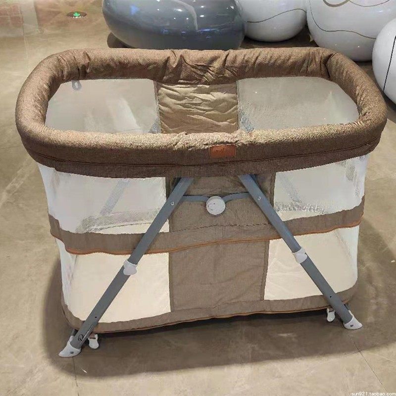 New European and American crib stitching baby game bed 0-3 years old multi-functional folding mosquito net portable shaker