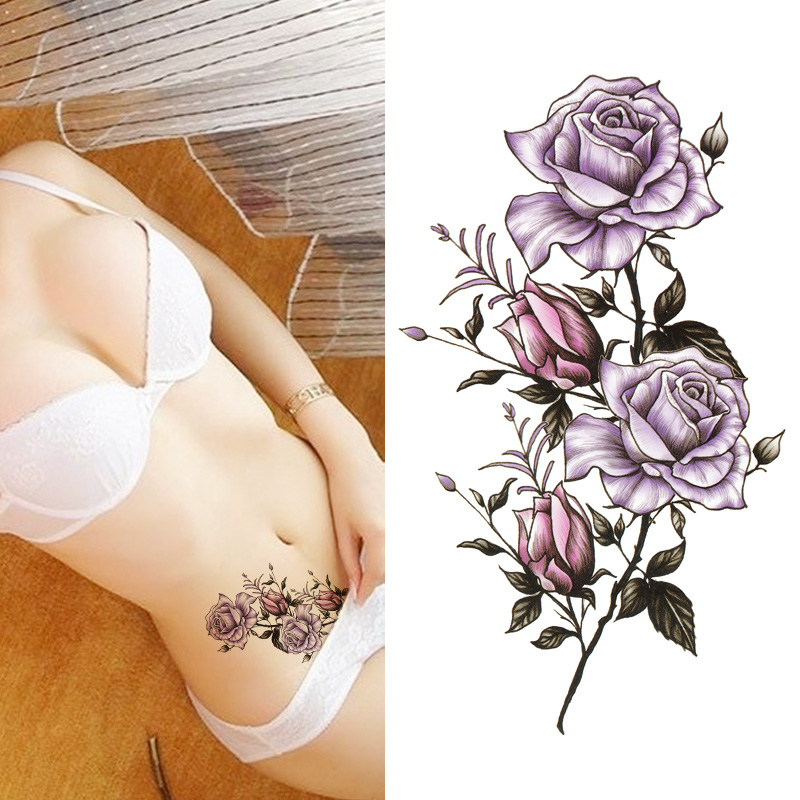 Thời trang cá tính nhà máy thường xuyên không thấm nước kéo dài tươi xanh của phụ nữ màu hồng hồng cơ thể sơn hình xăm dán hình xăm giả đẹp