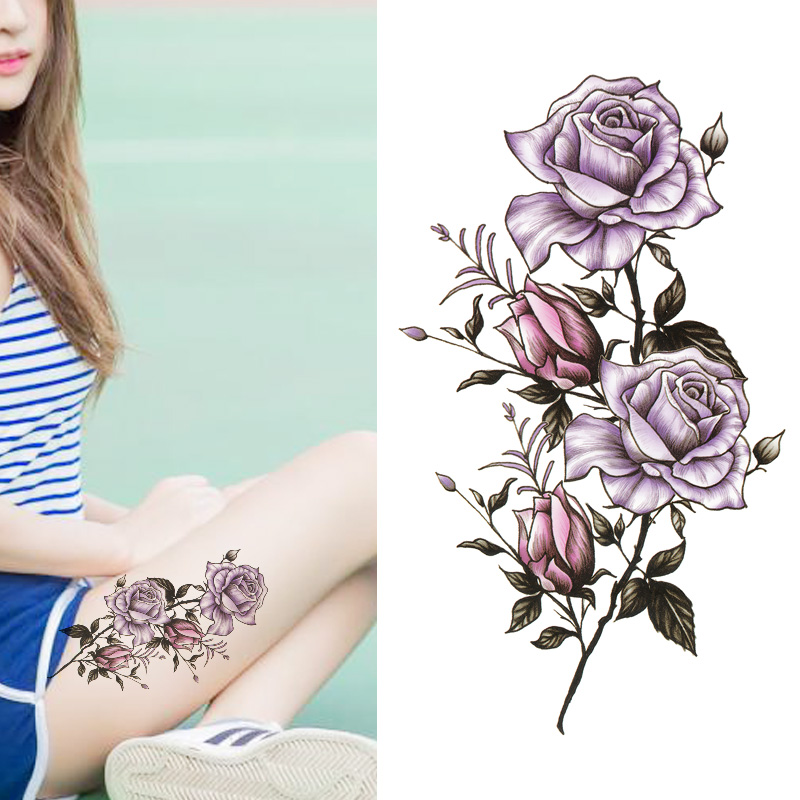 Thời trang cá tính nhà máy thường xuyên không thấm nước kéo dài tươi xanh của phụ nữ màu hồng hồng cơ thể sơn hình xăm dán hình xăm giả đẹp