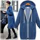 European station 2020 autumn and winter new large size women's hooded long-sleeved sweater sweater mid-length plus fleece cardigan jacket