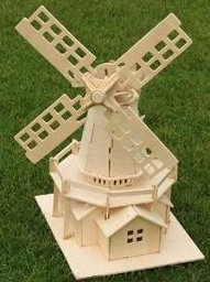 Wooden jigsaw puzzle game DIY toy small wooden hut stereo puzzle 3D wooden simulation model-Dutch windmill