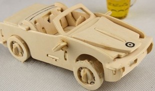 3D Wooden Solid Jigsaw Puzzle-BMW Child Puzzle Toy Diy Emulation Car Mold Wooden Four United Car Model