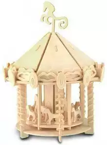 Rotatable-wooden simulation model-new playground three-dimensional puzzle 3D assembly model-Carousel