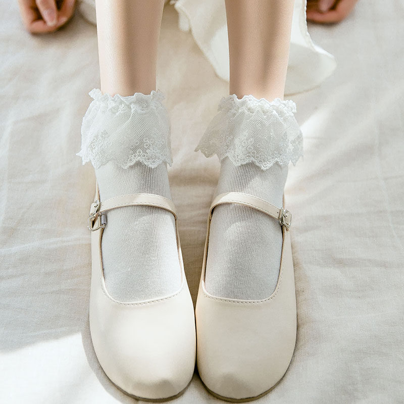 lolita socks children short socks pure cotton spring autumn thin lace floras lace midbarrel lovely day ensemble roleta jk socks