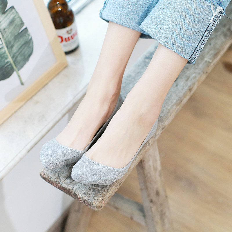 5 pairs of invisible socks women's summer thin section shallow mouth pure cotton invisible Korean version solid color simple sweat-absorbing breathable non-slip socks - Taobao