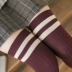 Tất ống dài nữ mùa thu cotton tinh khiết phong cách đại học Hàn Quốc hai thanh dài trên đầu gối tất ống cao chân đẹp chống trượt tất đùi mỏng - Vớ sợi tre