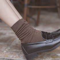 Socks Womens mid-tube socks Autumn and winter cotton pile socks Korean Silver silk bright silk College style versatile stockings Long tube Japanese