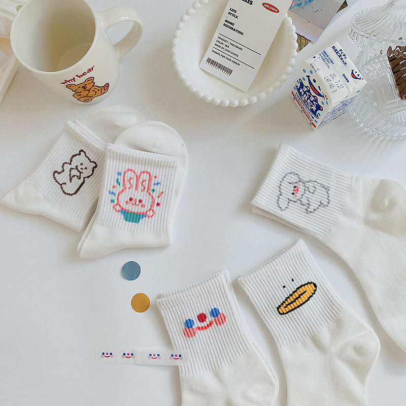 White socks INS tide summer thin pure cotton lovely Japanese cotton Korea stockings spring autumn