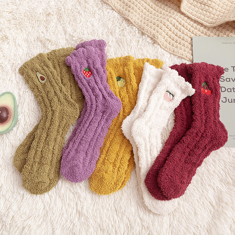 Coral velvet socks warm and thicken home floor socks day cute sleep plush stockings