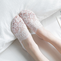 Boat socks women cotton shallow mouth Korean lace invisible silicone non-slip heel seamless socks summer thin model
