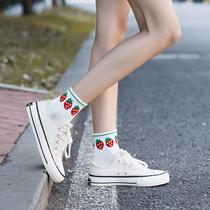 Socks womens tube socks ins tide spring and autumn thin section Japanese cute four seasons cotton stockings College style students spring and summer