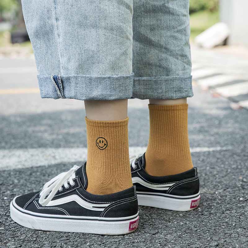 Socks women's mid-tube socks ins tide autumn and winter pure cotton Korean expression Japanese cute stockings women's street all-match personality