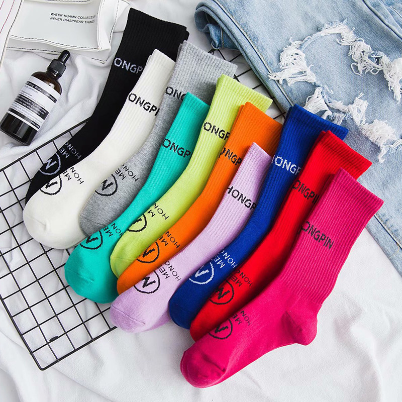 Socks female spring and autumn pure cotton cotton tube socks Korean version of the college style sports stockings ins net red tide socks autumn and winter