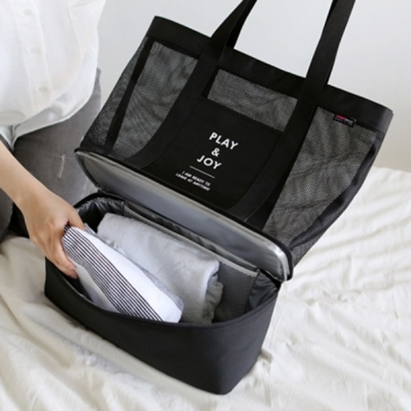 Dry and wet separate swimming pack female multi-function double beach bag travel package included fitness package outdoor supplies