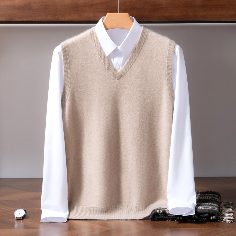 2026 Autumn New V-Neck Cashmere Vest for Men, Skin-Friendly Wool Knit Sleeveless Pullover Warm Vest 2026 Autumn New V-Neck Cashmere Vest for Men, Skin-Friendly Wool Knit Sleeveless Pullover Warm Vest