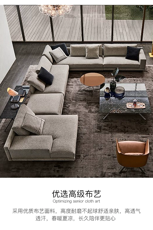 Milotti sofa nhẹ sang trọng vải Ý sofa kích thước phòng khách căn hộ chung cư đơn giản góc hiện đại kết hợp đồ nội thất - Ghế sô pha
