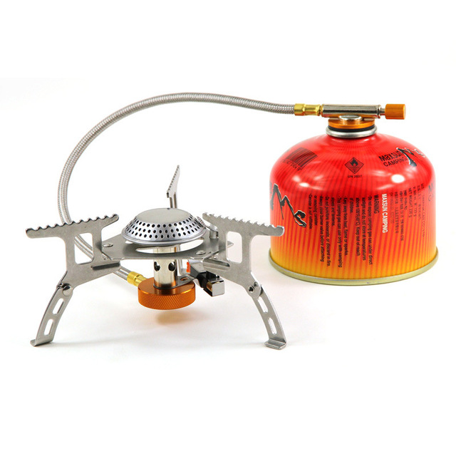 Outdoor camping mountaineering picnic two-piece electronic fire gas stove head energy-saving folding flat gas tank Meng stove head