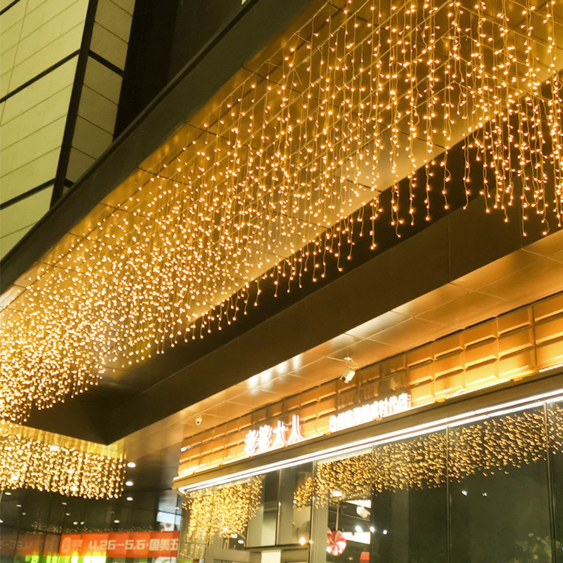 Lantern flashing light string New Year's ice strip waterfall flowing water star net red decoration balcony outdoor courtyard New Year decoration