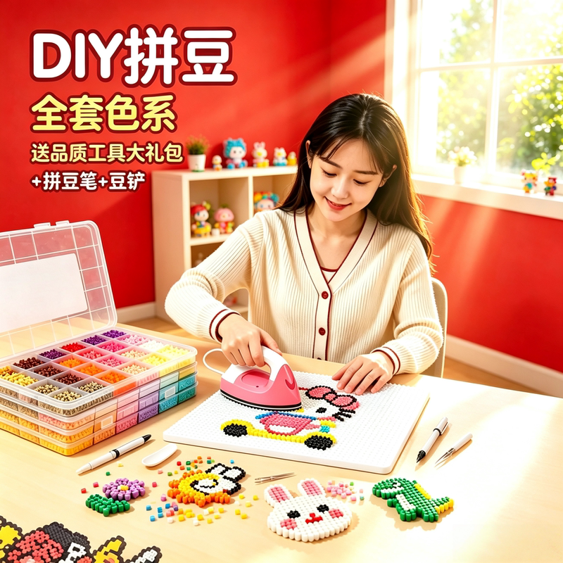 Puzzle Beads DIY Material Kit Complete Set of 3D Fusion Beads Tool Set for Making Educational Toys