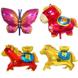 飘空气球新年马上有钱铝膜蝴蝶春节生肖马节日装饰儿童球氦气不飞