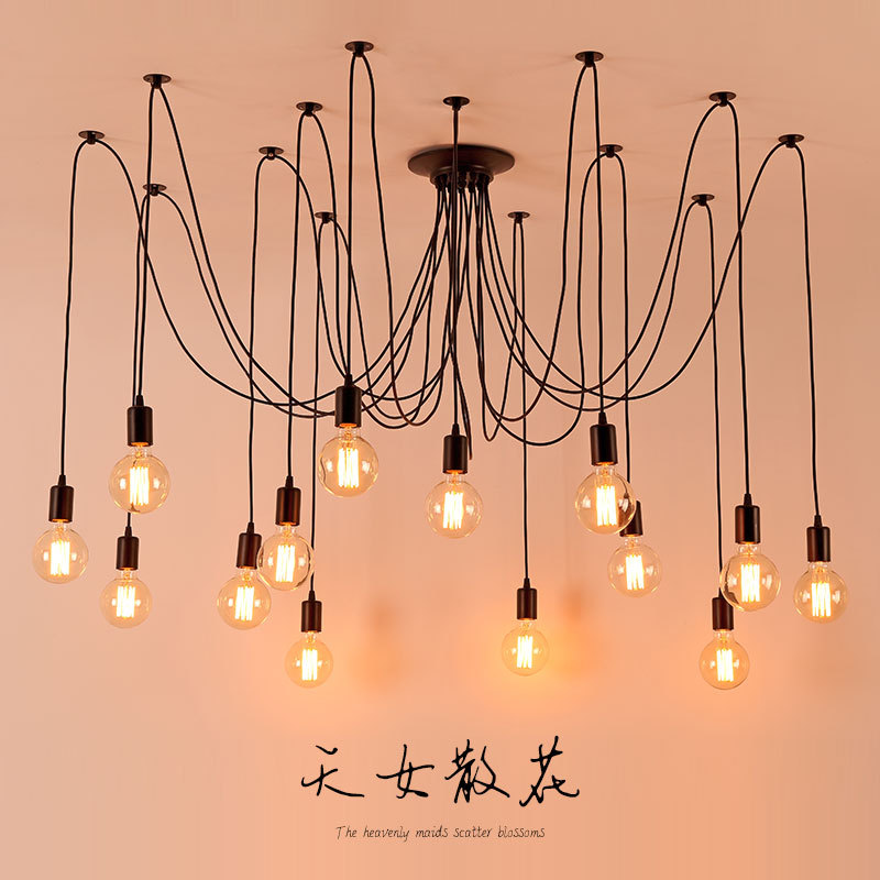 Goddess of Flowers Chandelier American Industrial Style Multi-Head Oft Lamp for Living Room, Office, Clothing Store, Creative and Unique Spider Lamp