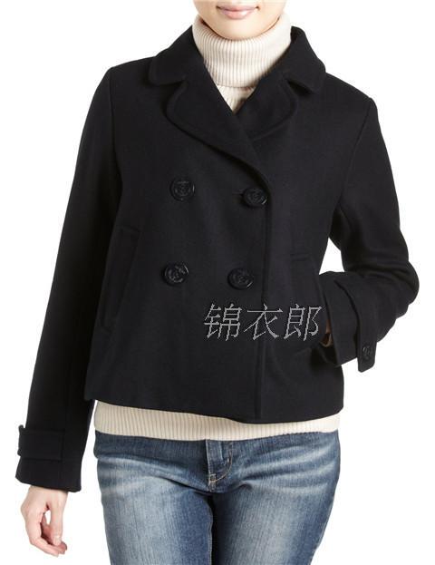 Earth Home Woolen Double-Breasted Short Coat A-Line Loose Jacket Eme Top Mori Girl Style