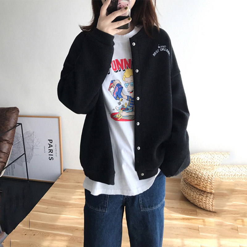 Korean version of the baseball uniform jacket women's loose casual short jacket tops all-match age-reducing long-sleeved sports cardigan tide brand