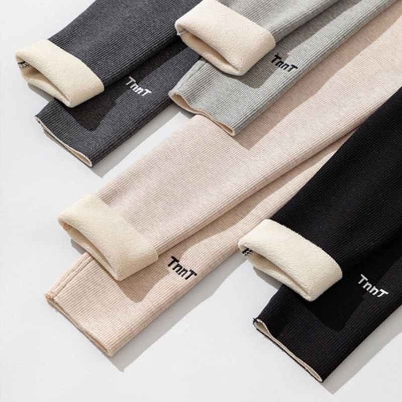 Day series Alphabet Women Sanitary Pants Cashmere Casual Pants Plus Suede Spontaneous Hot Wool inside Thickened Inner Hitch Wear Tide