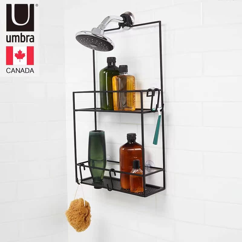 umbra bathroom containing layer rack makeup room bathroom shelve removable perforated wall-mounted suction cup suction wall