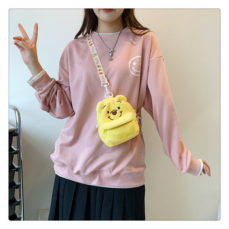 Детская сумка на ремне 两用小熊儿童斜挎包女孩毛绒可爱宝宝包包出游女童零钱单肩手机包