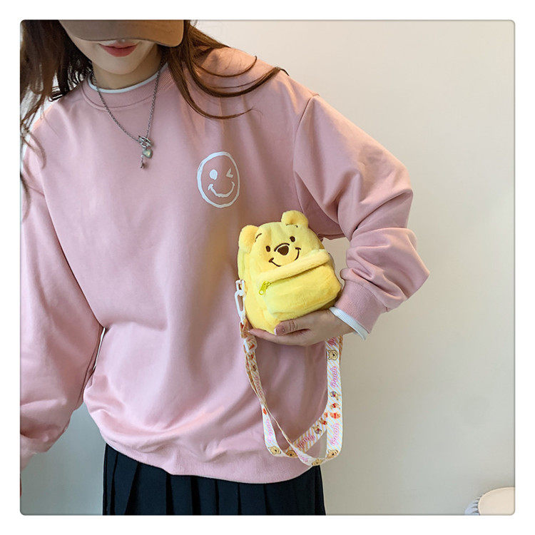 Детская сумка на ремне 两用小熊儿童斜挎包女孩毛绒可爱宝宝包包出游女童零钱单肩手机包