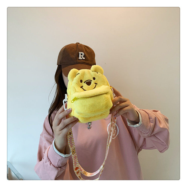 Детская сумка на ремне 两用小熊儿童斜挎包女孩毛绒可爱宝宝包包出游女童零钱单肩手机包