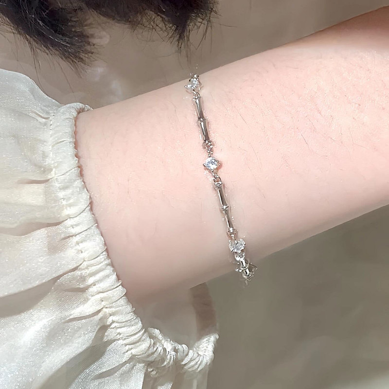 "Rising to Greatness" Bamboo Knot Sterling Silver Bracelet, Light Luxury, Niche, Exquisite, High-End Feel, Women's Jewelry, Birthday Gift