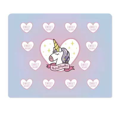 HaloStudio original cloth surface lock edge mouse pad unicorn pink blue rubber bottom any three pieces