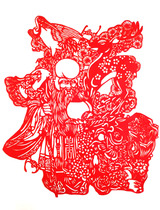 Fuxing Baishou Fushou Old Life Star New Magenta Paper-Cut Window Flower Handmade Fuzi Shou Character Double-sided Red Rice Paper Gift