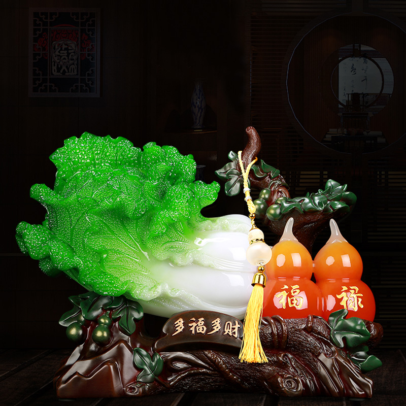 Lucky gourd jade cabbage ornaments New Chinese home decorations Living room entrance decorations Housewarming opening gifts