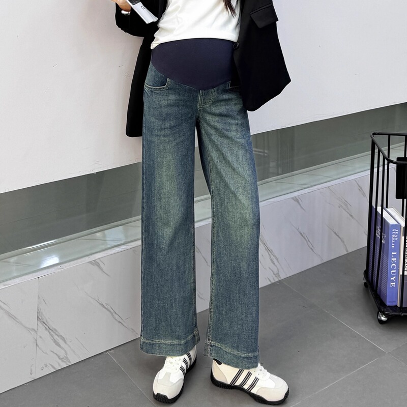 Maternity Jeans for Summer, Spring, and Autumn, High-Waisted, Belly-Supporting, Loose-Fitting, Cropped Pants, Petite Straight-Leg, Slightly Flared Pants, Autumn Casual Pants Maternity Jeans for Summer, Spring, and Autumn, High-Waisted, Belly-Supporting, Loose-Fitting, Cropped Pants, Petite Straight-Leg, Slightly Flared Pants, Autumn Casual Pants