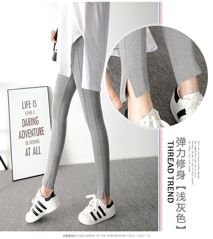 Bà bầu quần legging mùa thu đông cộng với quần nhung dạ dày quần cho bà bầu Quần mùa đông dày phần mặc quần dài quần bầu legging mặc trong váy