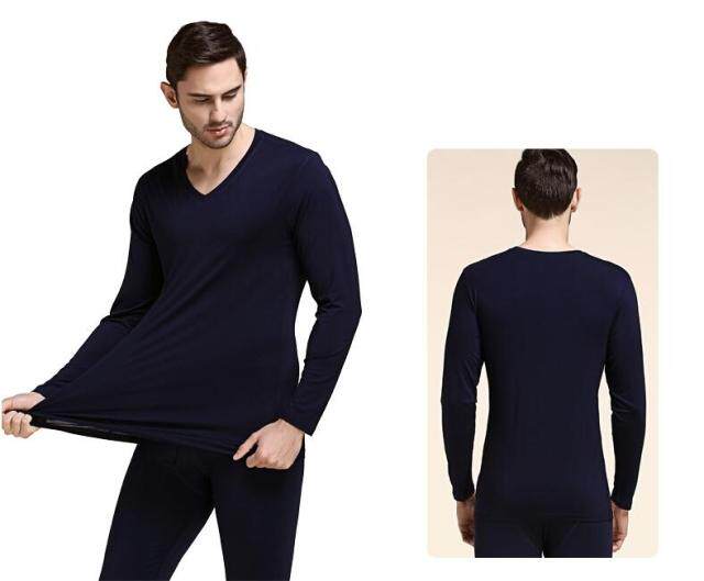 Zhifeng bamboo fiber men's and women's long-sleeved autumn top T-shirt round neck V-neck bottoming thin section one piece 2006 2007