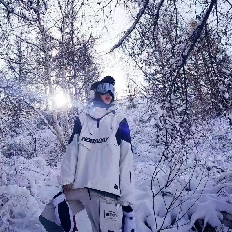 Zero summer NOBADAY ski suit men's and women's pullover hooded veneer top loose waterproof breathable warm outdoor