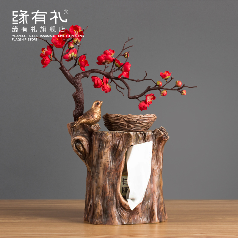 New Chinese style retro creative tissue box Living room decoration coffee table bed cabinet Dining room toilet paper box decoration light luxury ornaments