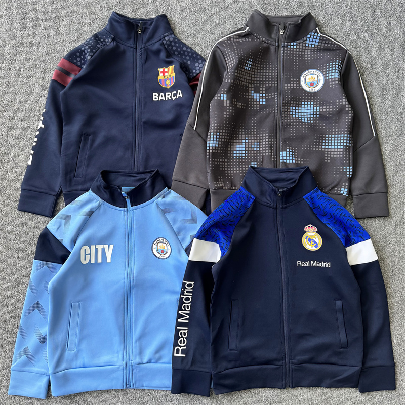 Exported to the Uk! Sports Football Jacket for Children Aged 1-16, Spring and Autumn, with Zipper Pockets, High-Quality Top for Students